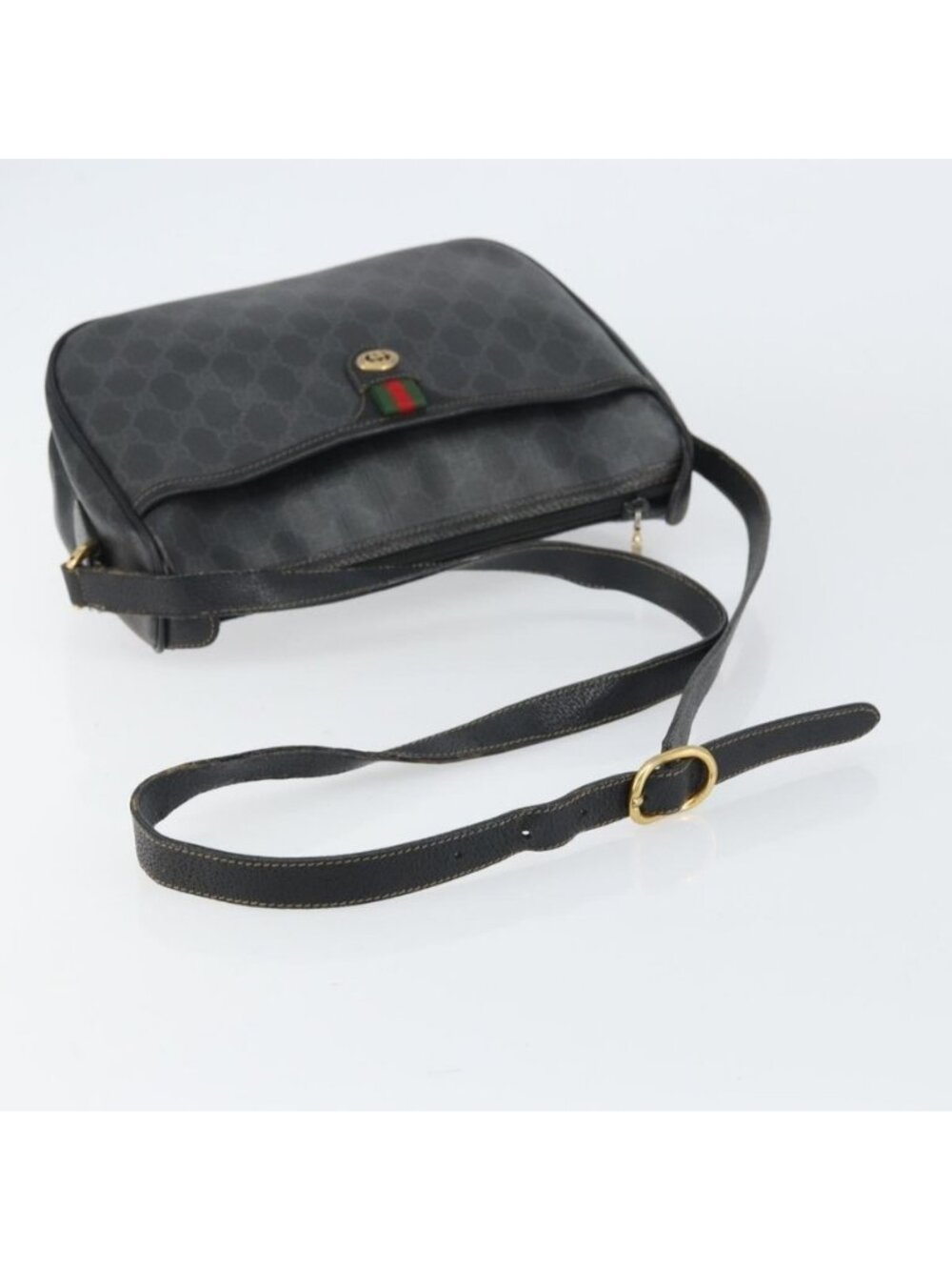 Authentic GUCCI GG Supreme Web Sherry Line Bag PVC Black Gold 89 02 077 - Picture 14 of 16